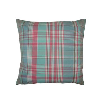Linen & More Cushion New Classic Check 45x4 5 aqua/pink