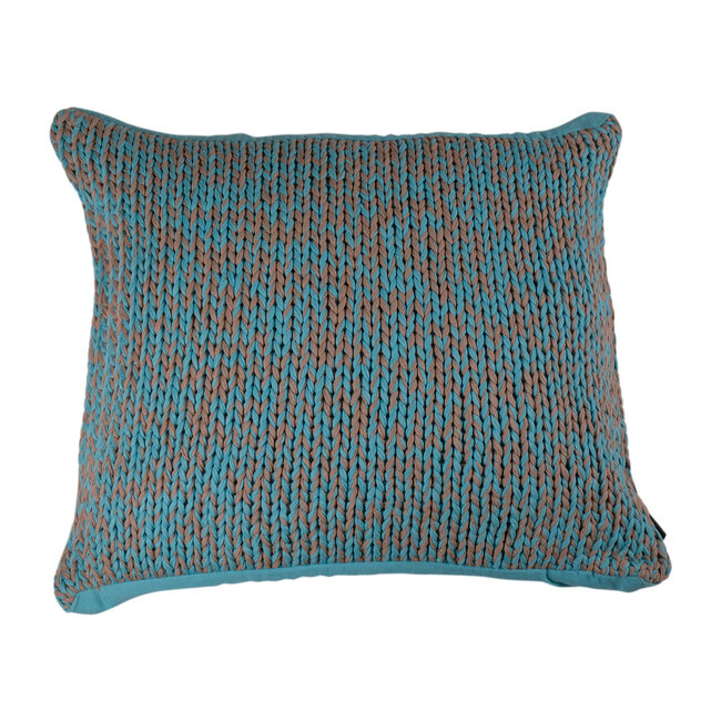 Linen & More Cushion Double Knit 45x45 aqua /taupe