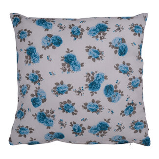 Linen & More Cushion Two Flowers 45x45 Turquoise