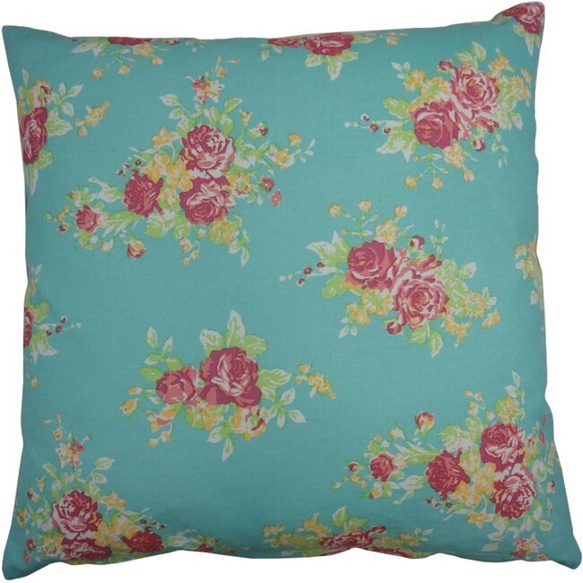 Linen & More Cushion Coral Sunset 45x45 aqua/rouge