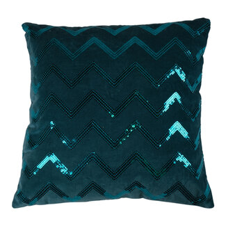 Linen & More Cushion Zigzag Sequin 45x45 Turquoise