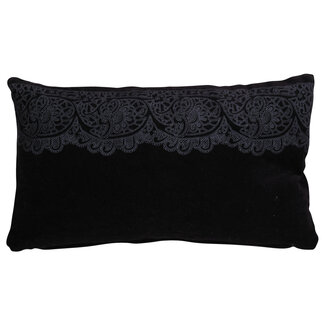 Linen & More Cushion lace print 30x50 Black