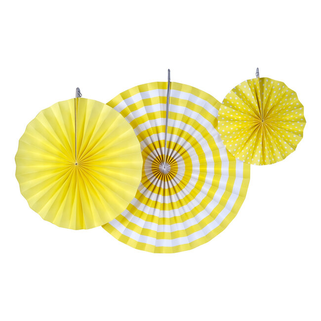 Linen & More Paper Yellow Fan Set  of 3