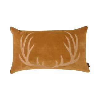 Linen & More Embroidered antler mustard gold cushion 30x50 cm