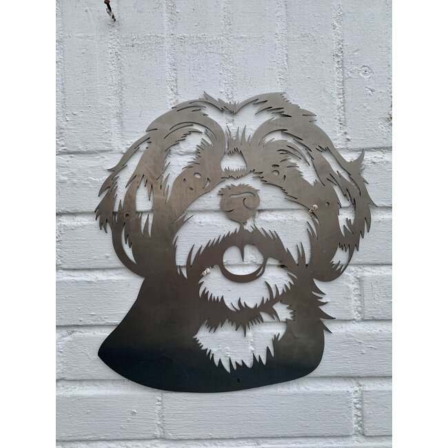 Siermetaal Tuindecoratie Shi Tzu -Maltezer boomer | 34.0 cm x 32.0 cm