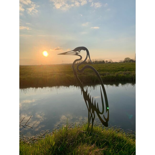Siermetaal Tuindecoratie Siermetaal reiger| 66.6 cm x 32.1 cm