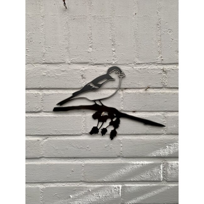Siermetaal Tuindecoratie vink op tak | 31.5 cm x 20.6 cm