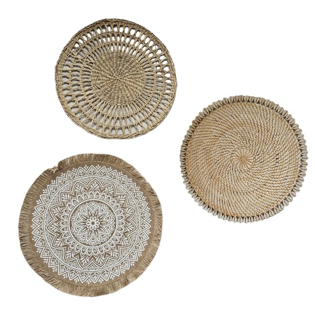 Bali-Dreams Wanddecoratie set 28 zeegras wand - veranda decoratie 3 stuks