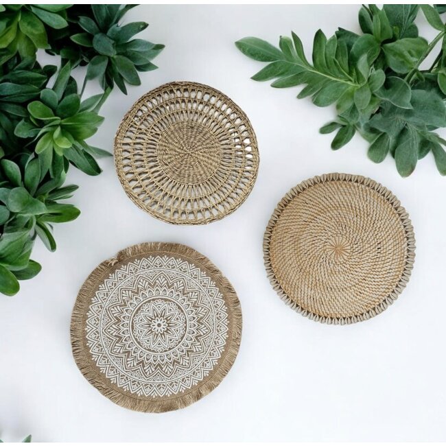 Bali-Dreams Wanddecoratie set 28 zeegras wand - veranda decoratie 3 stuks