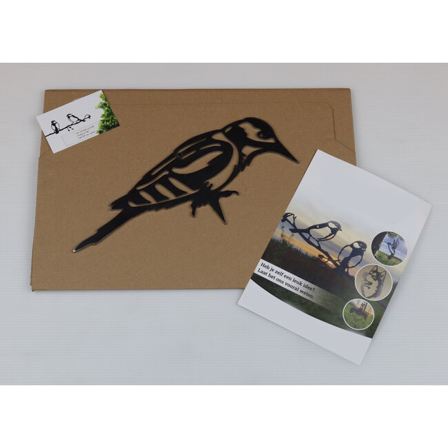 Siermetaal Tuindecoratie grote bonte specht | 28.0 cm x 13.0 cm