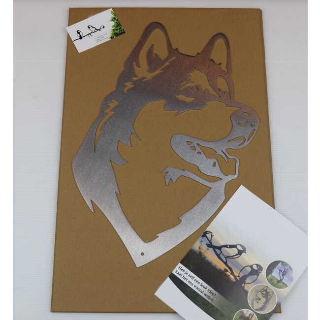Siermetaal Tuindecoratie Husky hond | 25.1 cm x 41.5 cm
