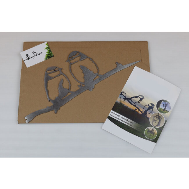 Siermetaal Tuindecoratie twee pimpelmezen | 28.5 cm x 12.0 cm