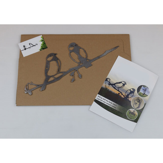 Siermetaal Tuindecoratie twee koolmezen | 29.0 cm 11.0 cm