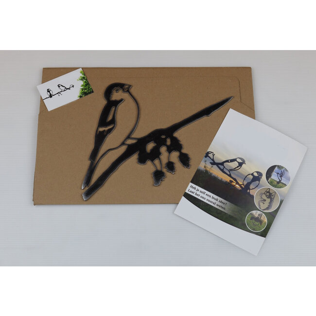 Siermetaal Tuindecoratie vink op tak | 31.5 cm x 20.6 cm