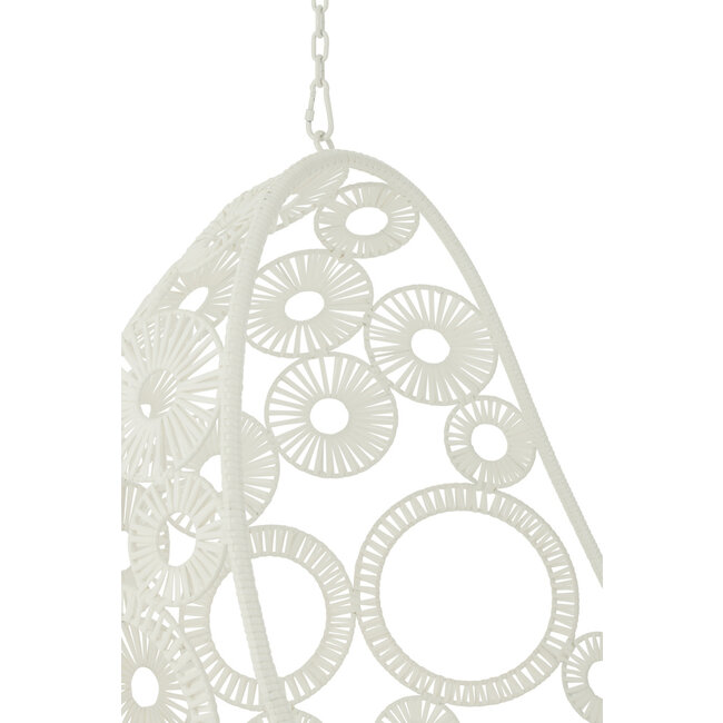 J-Line Hangstoel+Kussens Bula Metaal/Riet Wit