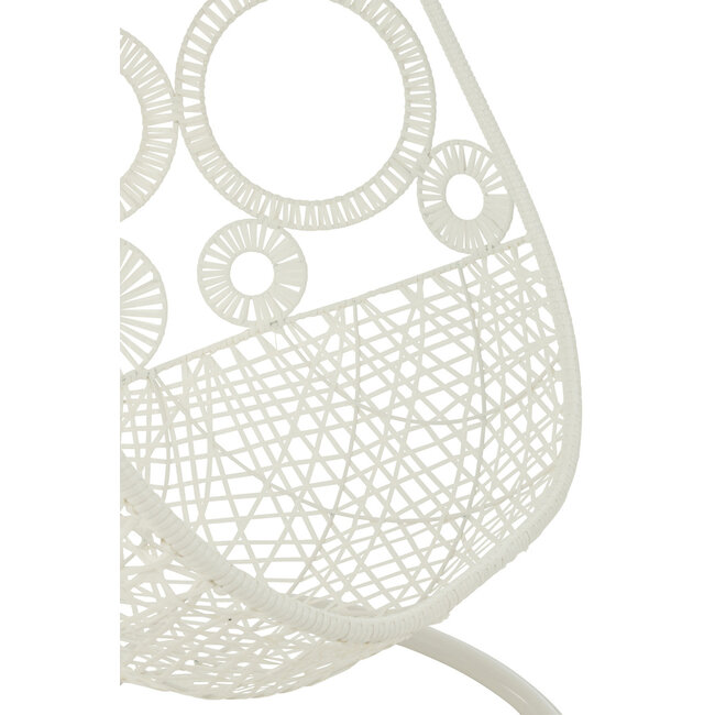 J-Line Hangstoel+Kussens Bula Metaal/Riet Wit