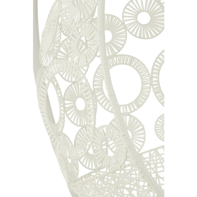 J-Line Hangstoel+Kussens Bula Metaal/Riet Wit