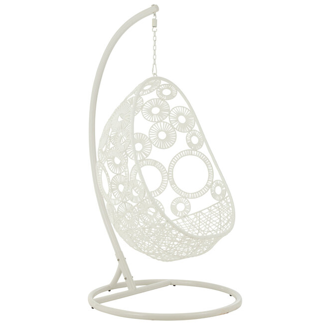 J-Line Hangstoel+Kussens Bula Metaal/Riet Wit