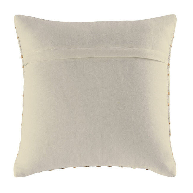 Dream-Living Set van 2 Handgemaakte Sierkussens 40x40 cm - Wolwit en Bruin, Katoen en Jute