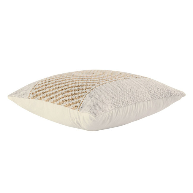 Dream-Living Set van 2 Handgemaakte Sierkussens 40x40 cm - Wolwit en Bruin, Katoen en Jute