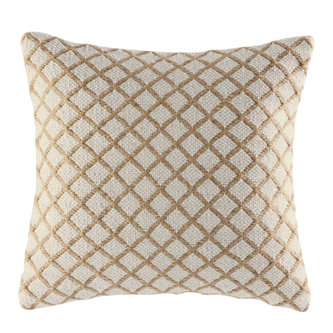 Dream-Living Handgemaakte Sierkussens 40x40 cm set van 2 - Wolwit met Bruine Accenten