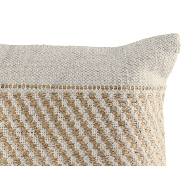 Dream-Living Set van 2 Handgemaakte Sierkussens 40x40 cm - Wolwit en Bruin, Katoen en Jute