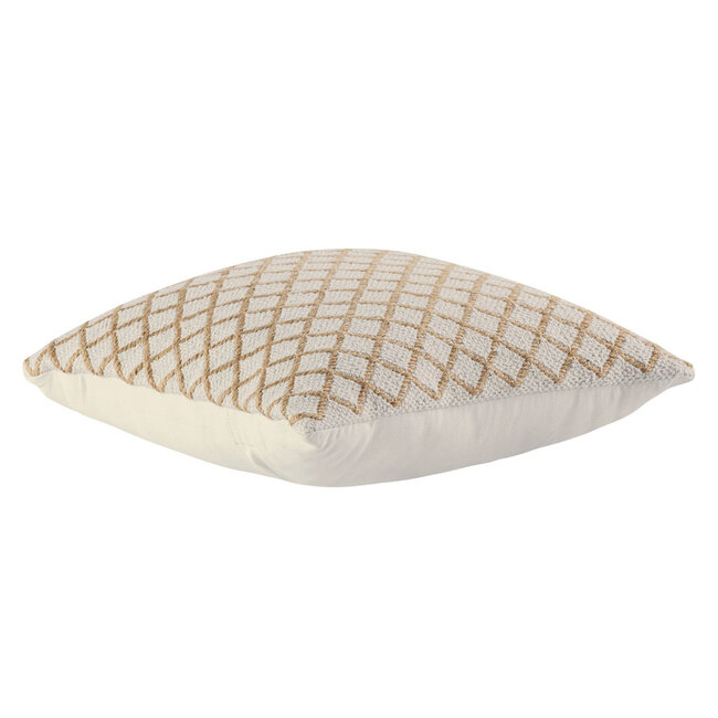 Dream-Living Handgemaakte Sierkussens 40x40 cm set van 2 - Wolwit met Bruine Accenten