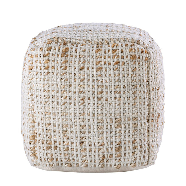 Dream-Living Duurzaam Stijlvolle Vierkante Jute Kruk Poef 45 x 45 cm