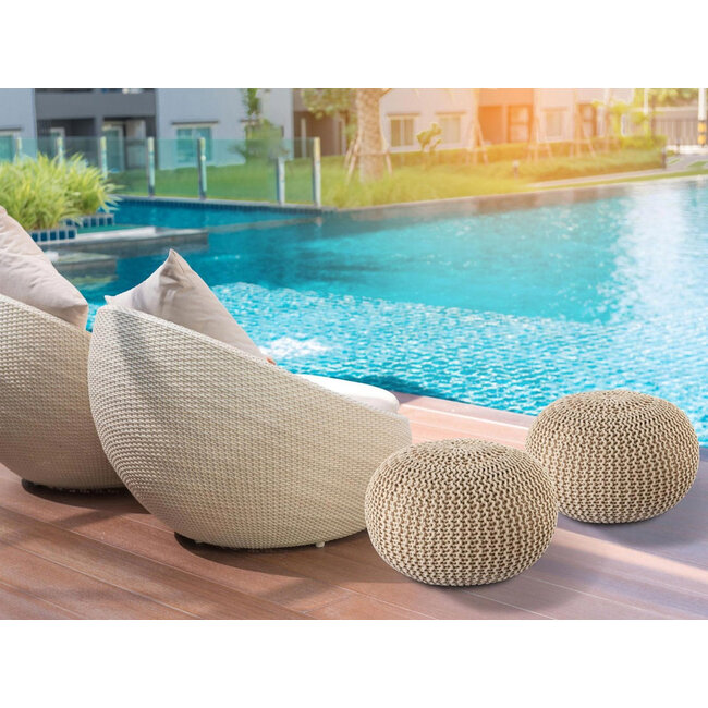 Dream-Living Duurzame poef Ø 45cm  warm zand voor binnen- buiten- zwembad