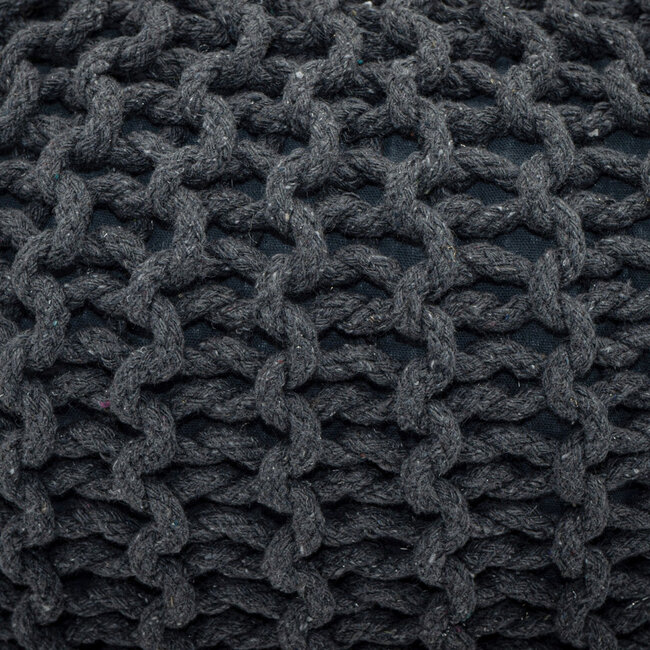 Dream-Living Poef set - 2 stuks Ø 55 cm gebreide kruk vloerkussen grijs & roze