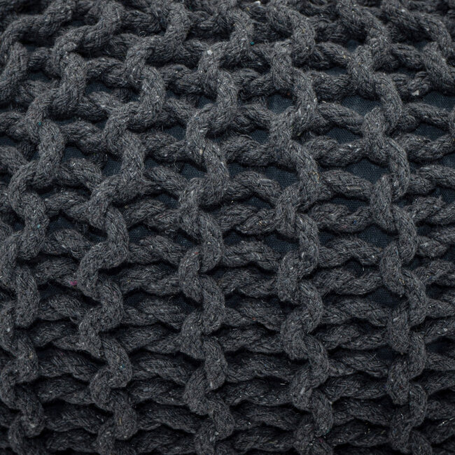 Dream-Living Poef set - 2 stuks Ø 55 cm gebreide kruk vloerkussen grijs & paars