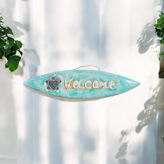 Bali-Dreams Wandbord schildpad turquoise 60x16cm