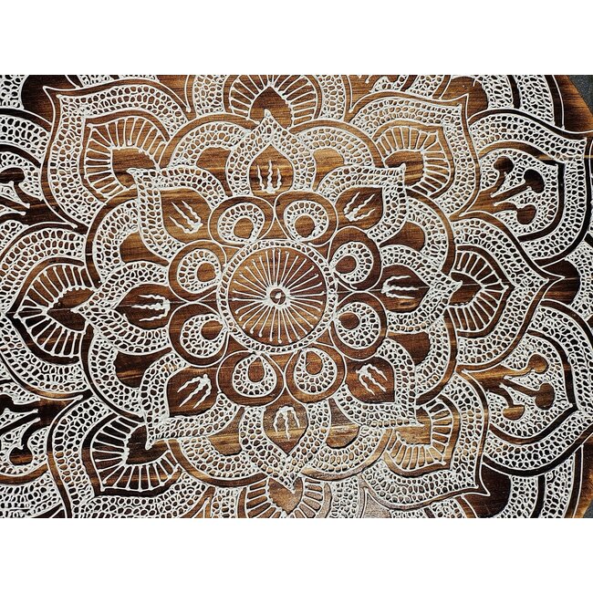 Bali-Dreams Groot hout wandbord mandala XL wit  60 cm