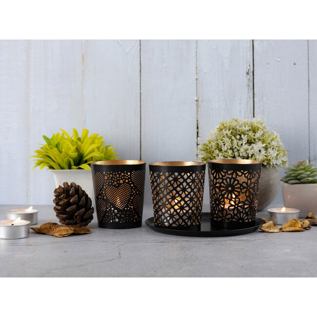 Dream-Living 3-delige Kaarsenhouder Set zwart goud