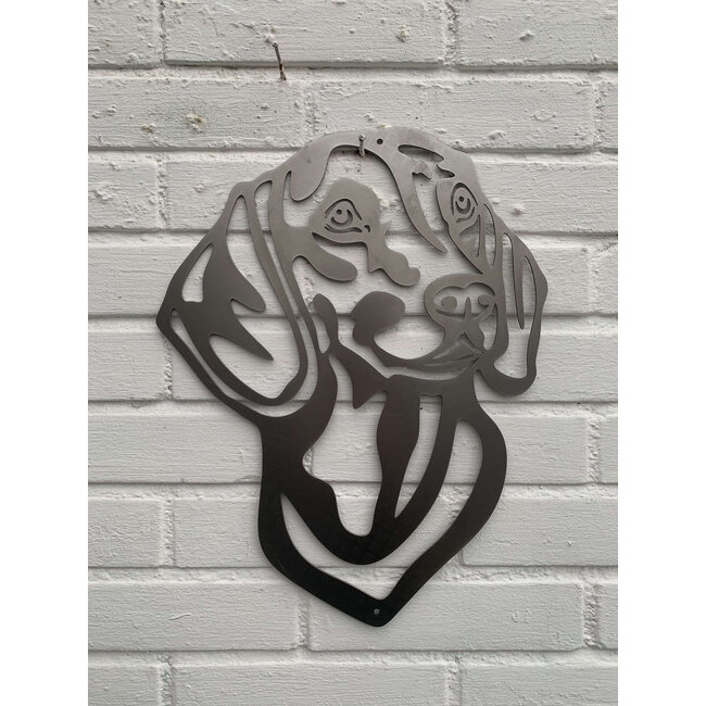 Siermetaal Tuindecoratie Teckel kop 30 cm x 38 cm