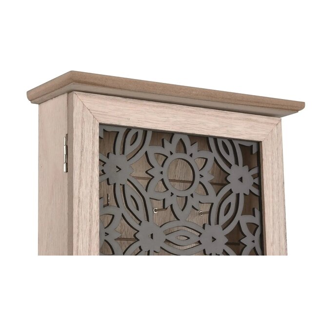 Dream-Living Houten Sleutelkast zwarte bloemen 30x20x5cm
