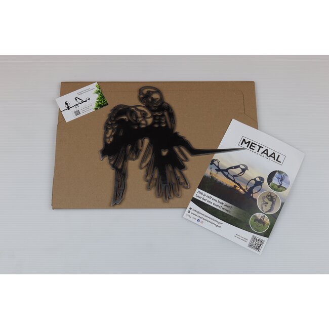 Siermetaal Tuindecoratie twee papegaaien | 26.5 cm x 23.5 cm