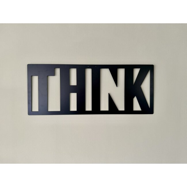 Siermetaal Decoratie zwart metaalbord THINK | 59.7 cm 33.1 cm