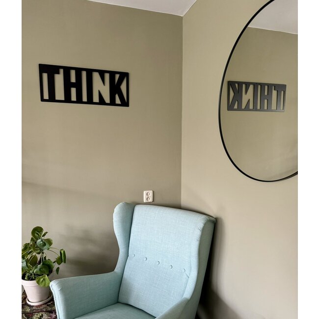 Siermetaal Decoratie zwart metaalbord THINK | 59.7 cm 33.1 cm