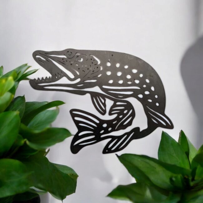 Siermetaal Tuindecoratie vis snoek | 40.7 cm x 29.2 cm