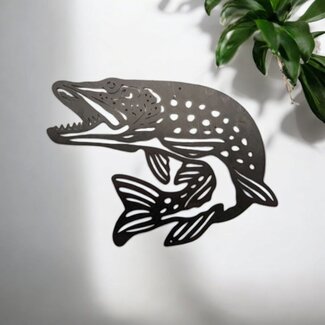 Siermetaal Tuindecoratie vis snoek | 40.7 cm x 29.2 cm