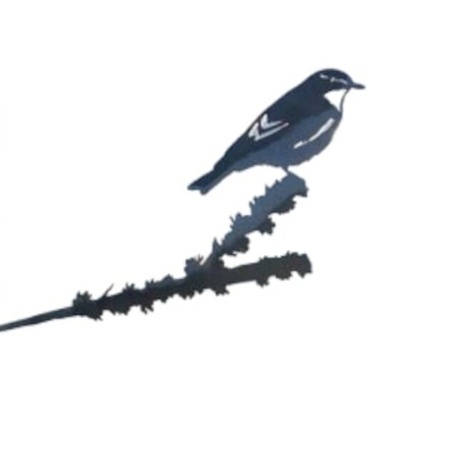 Siermetaal Tuindecoratie de tjiftjaf op tak | 29.0 cm x 13.0 cm