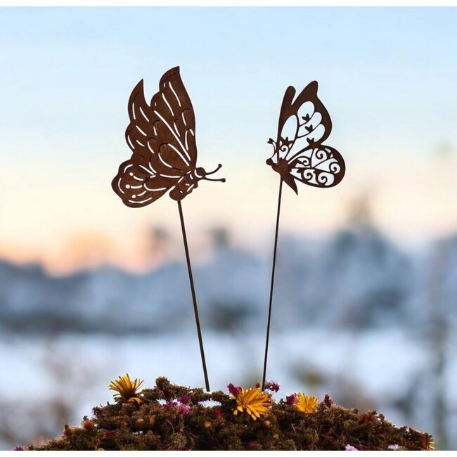 Dream-Garden Tuinstekers roest vlinder set van 2