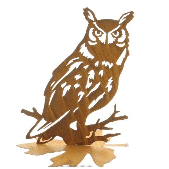 Dream-Garden Metaal decoratie uil op een voet 26 cm