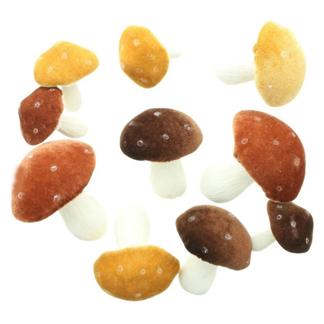 Dream-Living Set van 10 fluwelen paddenstoelen herfstdecoratie
