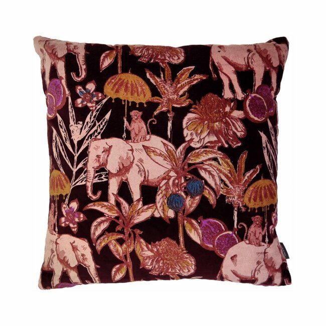 Linen & More Elephant Print kussen bordeaux 45x45cm