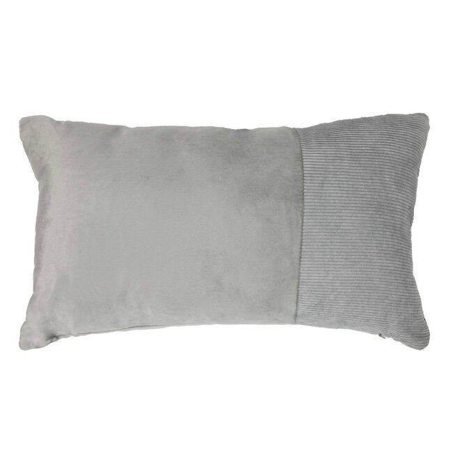 Linen & More Cushion velvet l. grey & corduroy 30 x 50 cm