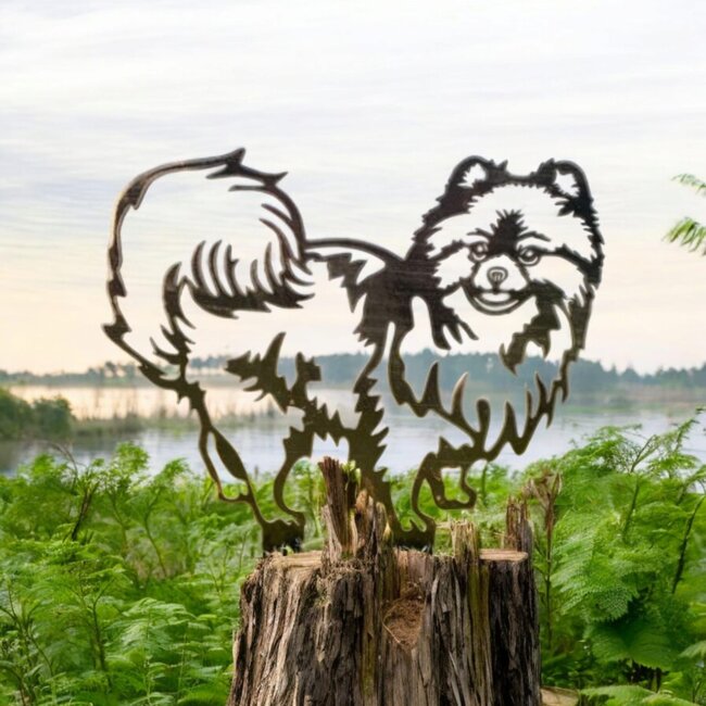 Siermetaal Tuindecoratie hond Pomeriaan | 50.9 cm 46.7 cm