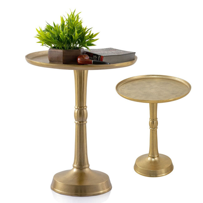 Dream-Living Set van 2 design bijzettafels rond goud  ø 44x53 cm