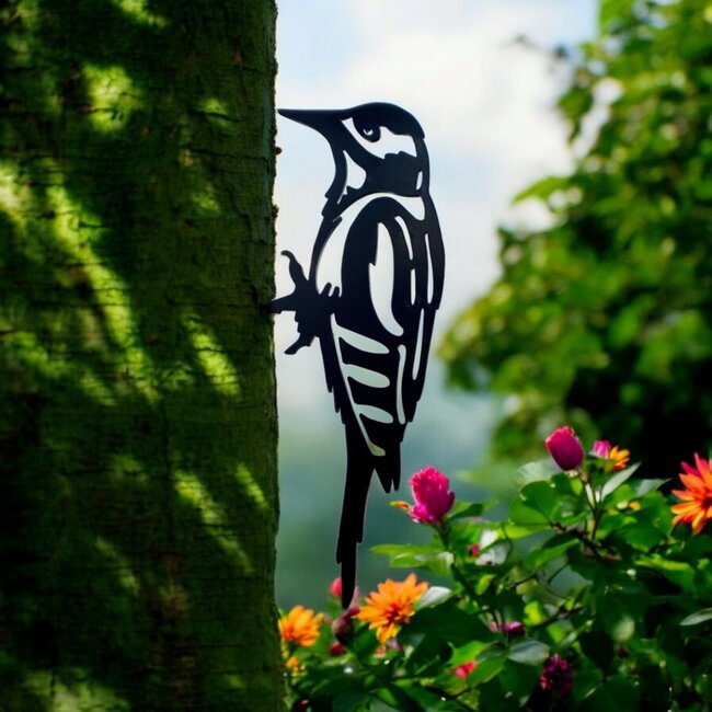Siermetaal Tuindecoratie grote bonte specht | 28.0 cm x 13.0 cm